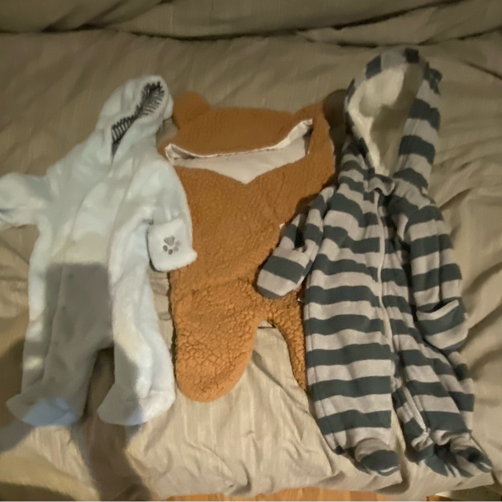 3 for 1 -  Carter's Blue, Brown, and Gray Kids Footies Set